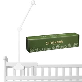 Wooden Baby Crib Mobile Arm 27.17 Inches Cloud Design Adjustable Baby Mobile Hanger Detachable Mobile Holder for Crib Cot Bed Bassinet Wind Chimes Bed Bell Nursery, White