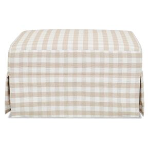 Namesake Crawford Gliding Ottoman in Tan Gingham, Water Repellent & Stain Resistant, Greenguard Gold & CertiPUR-US Certified