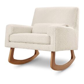 Sleepytime Rocker in Ivory Boucle with Light Legs, Wood, Foam, Greenguard Gold and CertiPUR-US Certified
