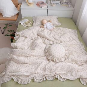 BuLuTu 100% Cotton Muslin Crib Duvet Cover for Infant Boys Girls Baby Toddler Bed Muslin Duvet Covers,Nursery Decoration,47"x59", Primrose Print (No Filler)