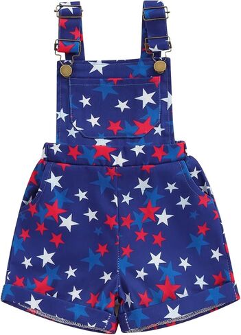 BeQeuewll American Flag Overalls Toddler Boy Girl 4th of July Outfit Adjustable Strap Jumpsuit Fourth of July Baby Clothes in Saudi Arabia