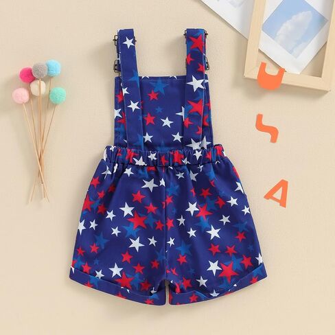 BeQeuewll American Flag Overalls Toddler Boy Girl 4th of July Outfit Adjustable Strap Jumpsuit Fourth of July Baby Clothes in Saudi Arabia
