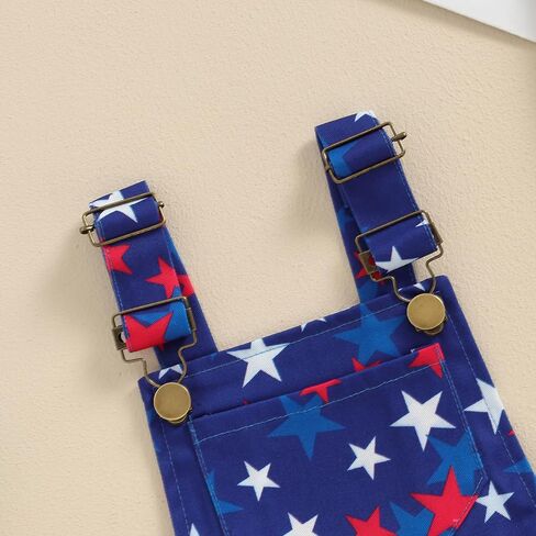 BeQeuewll American Flag Overalls Toddler Boy Girl 4th of July Outfit Adjustable Strap Jumpsuit Fourth of July Baby Clothes in Saudi Arabia