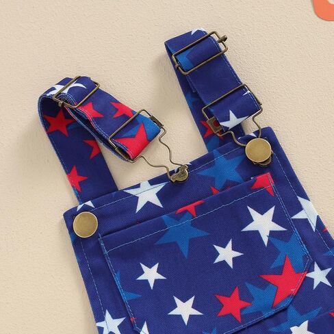 BeQeuewll American Flag Overalls Toddler Boy Girl 4th of July Outfit Adjustable Strap Jumpsuit Fourth of July Baby Clothes in Saudi Arabia