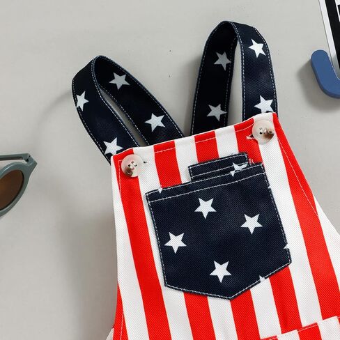 BeQeuewll American Flag Overalls Toddler Boy Girl 4th of July Outfit Adjustable Strap Jumpsuit Fourth of July Baby Clothes in Saudi Arabia