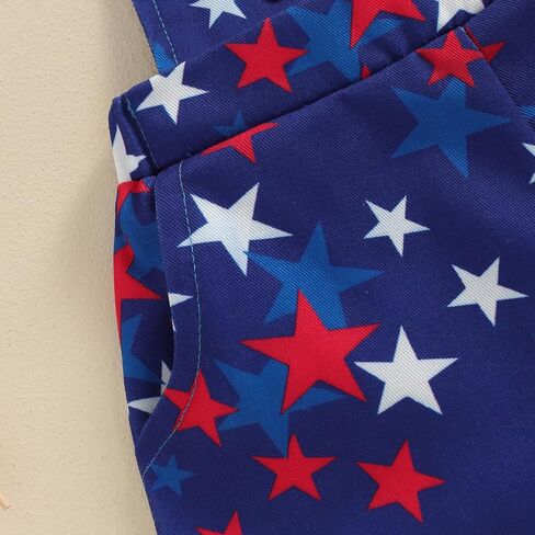 BeQeuewll American Flag Overalls Toddler Boy Girl 4th of July Outfit Adjustable Strap Jumpsuit Fourth of July Baby Clothes in Saudi Arabia