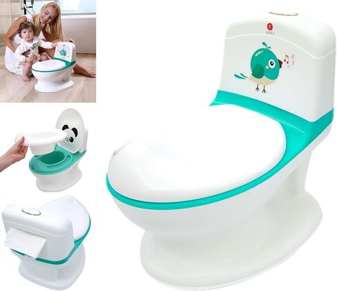 Toddler Potty Training Toilet for Boys and Girls, Baby Realistic Potty Noise Flushing, Stable, Comfortable, Removable Tray. Ideal First Toilet. in Saudi Arabia