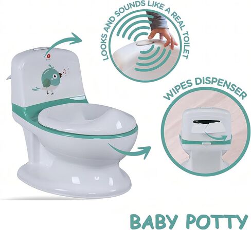 Toddler Potty Training Toilet for Boys and Girls, Baby Realistic Potty Noise Flushing, Stable, Comfortable, Removable Tray. Ideal First Toilet. in Saudi Arabia