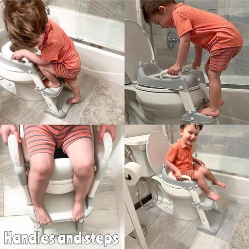 PandaEar Toilet Potty Training Seat with Step Stool Ladder, Comfortable Safe Potty Seat with Anti-Slip Pads Ladder for Kids Boys Girls Toddlers (Pink) in Saudi Arabia