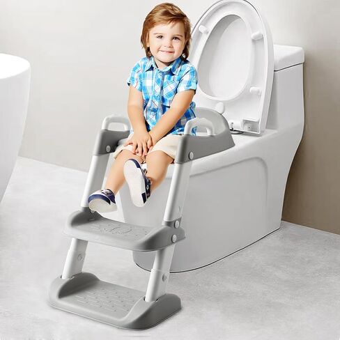 PandaEar Toilet Potty Training Seat with Step Stool Ladder, Comfortable Safe Potty Seat with Anti-Slip Pads Ladder for Kids Boys Girls Toddlers (Pink) in Saudi Arabia