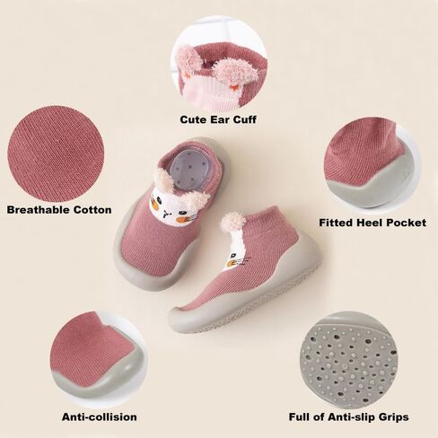 Baby Shoes Toddler Infant Non Slip Soft Rubber Sole Slippers First Walking Shoes for Baby Boys Girls 2 Pairs in Saudi Arabia