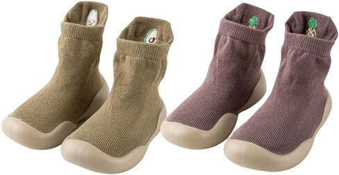 Baby Shoes Toddler Infant Non Slip Soft Rubber Sole Slippers First Walking Shoes for Baby Boys Girls 2 Pairs in Saudi Arabia