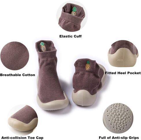 Baby Shoes Toddler Infant Non Slip Soft Rubber Sole Slippers First Walking Shoes for Baby Boys Girls 2 Pairs in Saudi Arabia