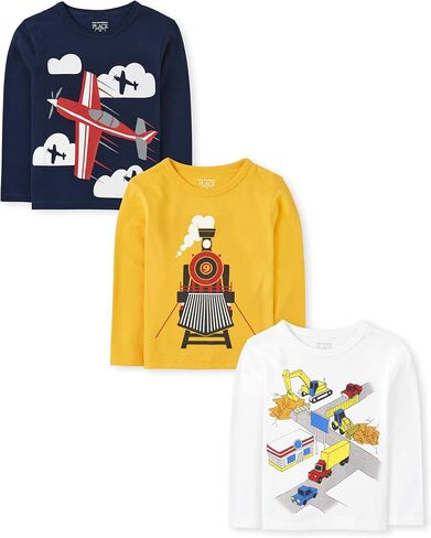 The Children's Place Baby Toddler Boys Long Sleeve Multi Color Graphic T-Shirt, 3 Pack in Saudi Arabia