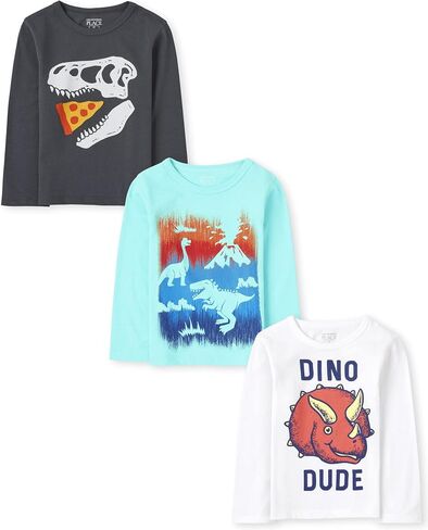 The Children's Place Baby Toddler Boys Long Sleeve Multi Color Graphic T-Shirt, 3 Pack in Saudi Arabia