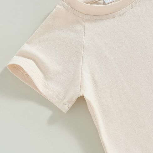 AEEMCEM للجنسين طفل رضيع فتاة الأساسية الصلبة القطن تي شيرتات قصيرة الاكمام Crewneck تي شيرت بلايز بلوزة ملابس الصيف in Kuwait