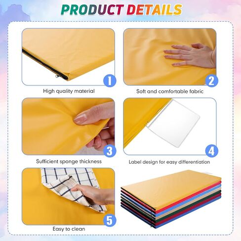 7 Pieces Kids Rest Mat Preschool Nap Mats Portable Rest Napping Mat with Name Tag Holder Toddler Daycare Preschool Sleeping Mats for Kids Students Preschool Classroom Home in Saudi Arabia