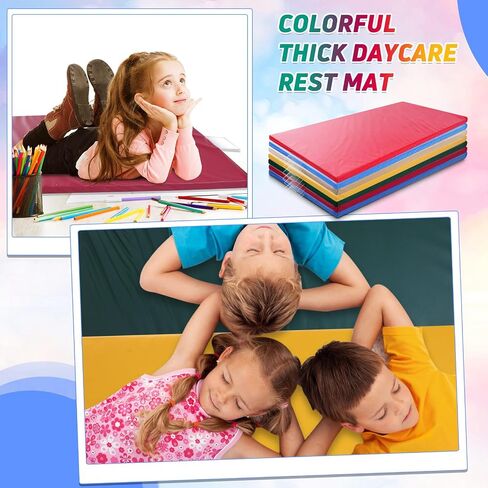 7 Pieces Kids Rest Mat Preschool Nap Mats Portable Rest Napping Mat with Name Tag Holder Toddler Daycare Preschool Sleeping Mats for Kids Students Preschool Classroom Home in Saudi Arabia