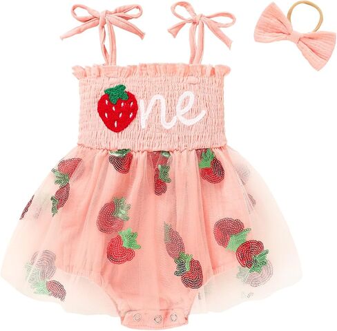 TITKKOP Baby Girl 1st Birthday Clothes One Year Old Tulle Romper Sleeveless Bodysuit Cake Smash Outfits in Saudi Arabia