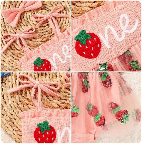 TITKKOP Baby Girl 1st Birthday Clothes One Year Old Tulle Romper Sleeveless Bodysuit Cake Smash Outfits in Saudi Arabia