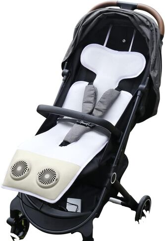 Baby Car seat Cooler Pad, Summer Breathable ice Seat Cooling Cushion, Suitable for Stroller seat Dining Chair, with 2 Adjustable Fans and USB Power Supply, Perfect Cooling in Summer (Black) in Saudi Arabia