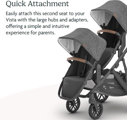 UPPAbaby RumbleSeat V2+ المقعد السفلي الثاني/متوافق مع Vista 2015-2019 وVista V2 / المحولات، شريط ممتص للصدمات، درع الحشرات متضمن/Greyson (مزيج فحمي/إطار كربون/جلد سرج) in Kuwait
