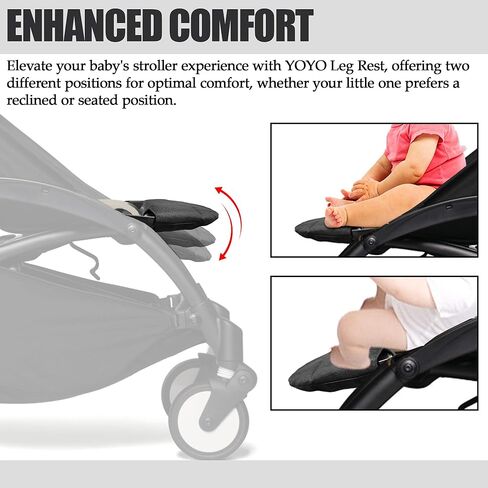 Baby Leg Rest with Padded Cover Compatible with Babyzen YOYO Stroller Footrest 12.5 Inch Long Extend Infant Pram Footboard Provide Additional Comfort in Stroller - Black in Kuwait