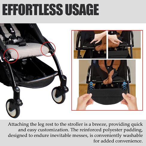 Baby Leg Rest with Padded Cover Compatible with Babyzen YOYO Stroller Footrest 12.5 Inch Long Extend Infant Pram Footboard Provide Additional Comfort in Stroller - Black in Kuwait