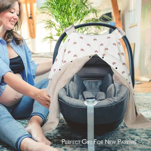 Muslin Cotton Baby car seat Canopy Cover with Flannel for Winter,Multi-Use Mom Nursing Breastfeeding Cover,Flannel Blanket for Infant,Pink. in Saudi Arabia