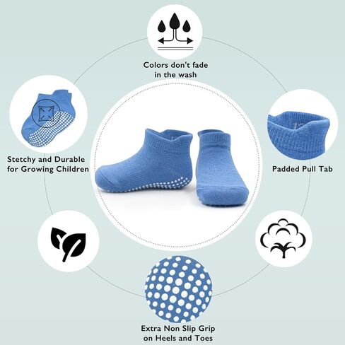 Baby Socks Toddler Socks Non Slip Grip Ankle Socks with Non Skid Soles 12 Pack for 6-12 Months 1-3 Years Baby Socks in Saudi Arabia