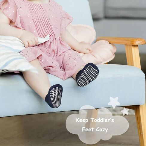 Baby Socks Toddler Socks Non Slip Grip Ankle Socks with Non Skid Soles 12 Pack for 6-12 Months 1-3 Years Baby Socks in Saudi Arabia