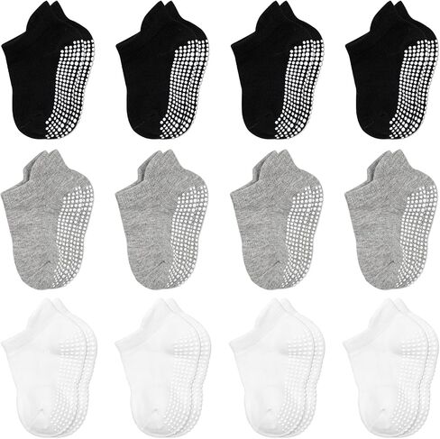Baby Socks Toddler Socks Non Slip Grip Ankle Socks with Non Skid Soles 12 Pack for 6-12 Months 1-3 Years Baby Socks in Saudi Arabia