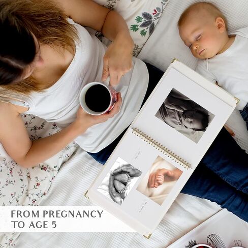 Keepsake Baby Memory Book for Boys and Girls – Timeless First 5 Year Baby Book – Gender Neutral Sage Baby Journal Scrapbook or Photo Album - A Milestone Book to Record Every Event from Birth to Age 5 in Kuwait