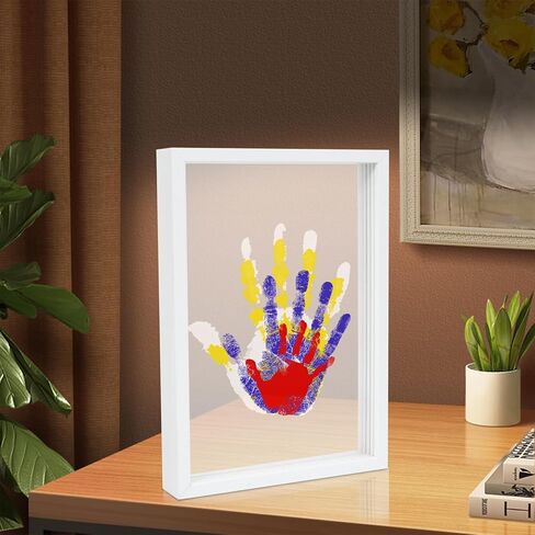 مجموعة يد الطفل وبصمة القدم، مجموعة بصمات اليد العائلية من 4 أوراق، إطار تذكاري لحديثي الولادة DIY، مجموعة هدايا لا نهاية لها للأطفال، دهانات آمنة، ديكور الحضانة، هدايا استحمام الطفل (أبيض) in Kuwait