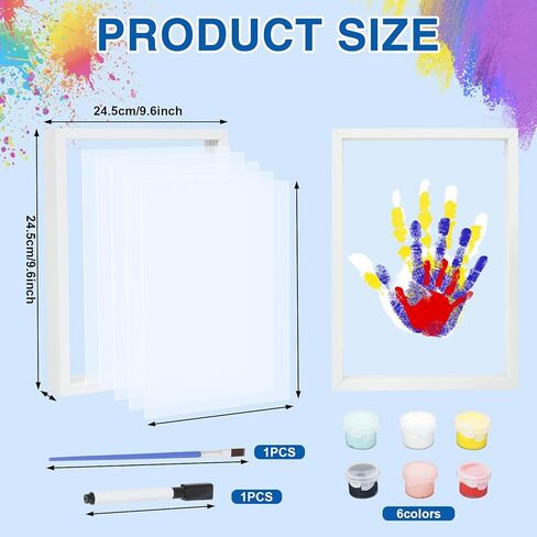 مجموعة يد الطفل وبصمة القدم، مجموعة بصمات اليد العائلية من 4 أوراق، إطار تذكاري لحديثي الولادة DIY، مجموعة هدايا لا نهاية لها للأطفال، دهانات آمنة، ديكور الحضانة، هدايا استحمام الطفل (أبيض) in Kuwait