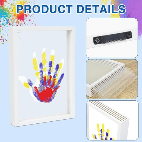 مجموعة يد الطفل وبصمة القدم، مجموعة بصمات اليد العائلية من 4 أوراق، إطار تذكاري لحديثي الولادة DIY، مجموعة هدايا لا نهاية لها للأطفال، دهانات آمنة، ديكور الحضانة، هدايا استحمام الطفل (أبيض) in Kuwait