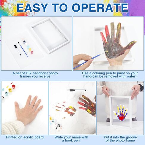 مجموعة يد الطفل وبصمة القدم، مجموعة بصمات اليد العائلية من 4 أوراق، إطار تذكاري لحديثي الولادة DIY، مجموعة هدايا لا نهاية لها للأطفال، دهانات آمنة، ديكور الحضانة، هدايا استحمام الطفل (أبيض) in Kuwait