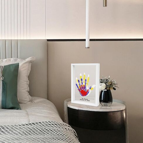 مجموعة يد الطفل وبصمة القدم، مجموعة بصمات اليد العائلية من 4 أوراق، إطار تذكاري لحديثي الولادة DIY، مجموعة هدايا لا نهاية لها للأطفال، دهانات آمنة، ديكور الحضانة، هدايا استحمام الطفل (أبيض) in Kuwait