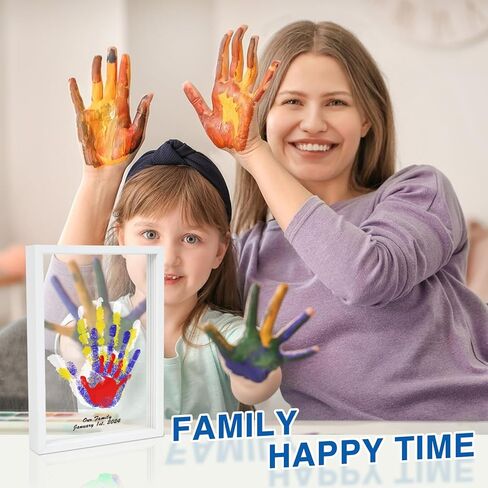 مجموعة يد الطفل وبصمة القدم، مجموعة بصمات اليد العائلية من 4 أوراق، إطار تذكاري لحديثي الولادة DIY، مجموعة هدايا لا نهاية لها للأطفال، دهانات آمنة، ديكور الحضانة، هدايا استحمام الطفل (أبيض) in Kuwait