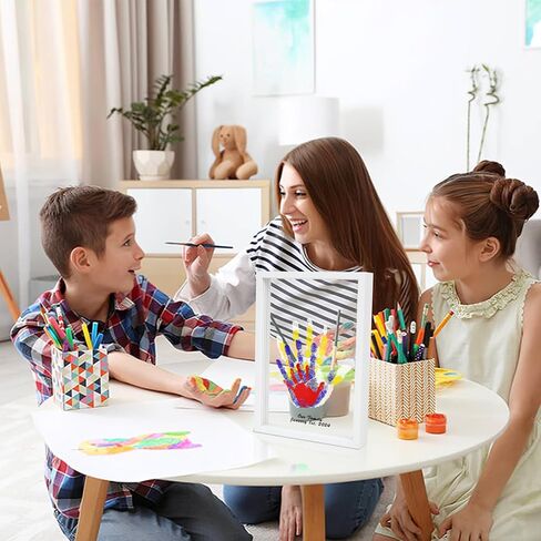 مجموعة يد الطفل وبصمة القدم، مجموعة بصمات اليد العائلية من 4 أوراق، إطار تذكاري لحديثي الولادة DIY، مجموعة هدايا لا نهاية لها للأطفال، دهانات آمنة، ديكور الحضانة، هدايا استحمام الطفل (أبيض) in Kuwait