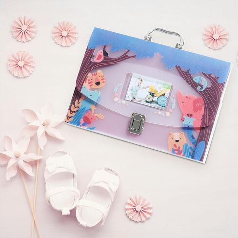 12 Pockets Baby File Organizer for Boy or Girl, Our Baby Paperwork Organizer with Silver Metal Handle, Lock, Pregnancy Documents, Baby Record Folder, Baby Paper Organizer, Baby Folder in Saudi Arabia