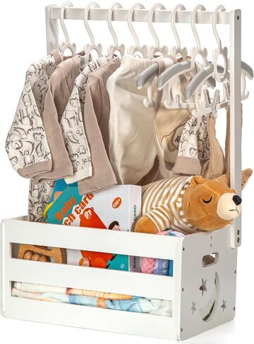 Wooden Baby Shower Crate Closet, Baby Storage Crate Hamper with Handle | Basket for Baby Shower Gifts, Welcome Gift Basket for Newborn Boys Girls, Pregnancy Gifts for New Parents in Saudi Arabia