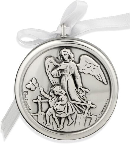 Silver-Plated Guardian Angel Crib Medal by Venerare (Blue) in Saudi Arabia