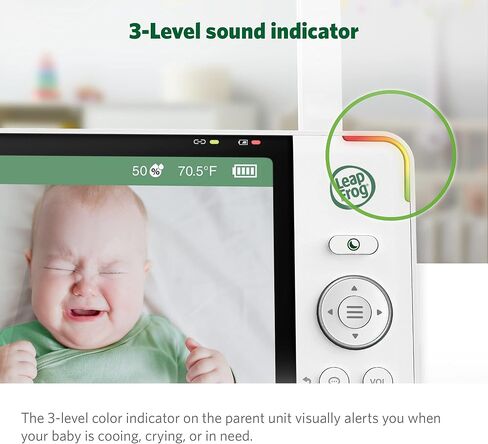 جهاز مراقبة الأطفال LeapFrog LF920HD مع كاميرا وصوت، شاشة LCD عالية الدقة 7 بوصة، رؤية ليلية ونهارية ملونة، إمالة 360 درجة، 8XZoom، ضوء ليلي، مستشعر درجة الحرارة والرطوبة، حتى 1000 قدم، نقل آمن بدون واي فاي in Kuwait