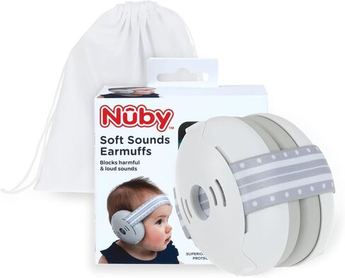 Nuby Soft Sounds - Adjustable Baby Earmuffs for Protection Against Loud Noises, Ideal for Air Shows, Fireworks, in-Flight Travel, and More! White Only. in Saudi Arabia