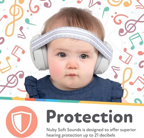 Nuby Soft Sounds - Adjustable Baby Earmuffs for Protection Against Loud Noises, Ideal for Air Shows, Fireworks, in-Flight Travel, and More! White Only. in Saudi Arabia