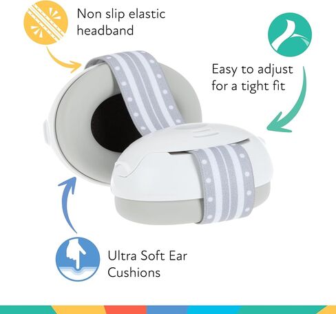 Nuby Soft Sounds - Adjustable Baby Earmuffs for Protection Against Loud Noises, Ideal for Air Shows, Fireworks, in-Flight Travel, and More! White Only. in Saudi Arabia