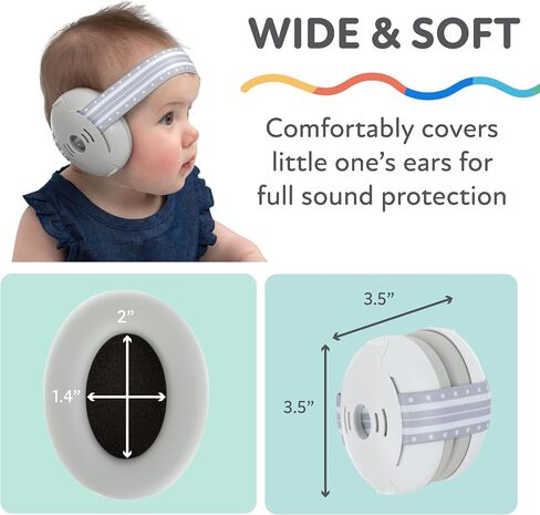 Nuby Soft Sounds - Adjustable Baby Earmuffs for Protection Against Loud Noises, Ideal for Air Shows, Fireworks, in-Flight Travel, and More! White Only. in Saudi Arabia