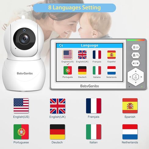 Baby Monitor with Camera and Audio, 4.3'' Video Baby Monitor with 1000ft Long Range, Baby Monitor No WiFi, Remote Pan-Tilt-Zoom, Night Vision, ECO Mode, 2-Way Talk, 30-Hour Battery in Saudi Arabia
