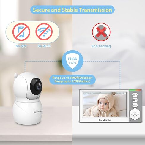 Baby Monitor with Camera and Audio, 4.3'' Video Baby Monitor with 1000ft Long Range, Baby Monitor No WiFi, Remote Pan-Tilt-Zoom, Night Vision, ECO Mode, 2-Way Talk, 30-Hour Battery in Saudi Arabia